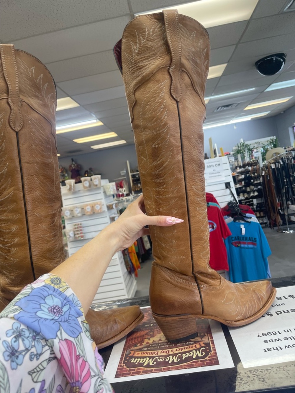 freebird Tan Knee-High Western Boots - Picture 5 of 8